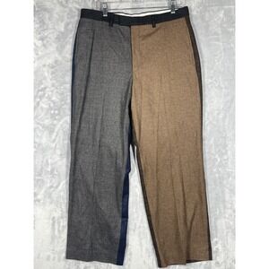 Noah NY Kynoch Wool Cashmere Patchwork Trousers Plaid Houndstooth Mens 34 Italy